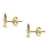 Solid 14K Gold 5mm Butterfly Round Diamond Stud Earrings Push Back