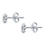 Floral Open Circle Diamond Stud Earring 14K White Gold 0.15ct