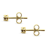 Solid 14K Gold 3.4mm Round Diamond Stud Earrings Push Back Lovely Earring