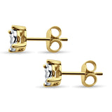 14K Solid Gold Round Diamond Stud Earring