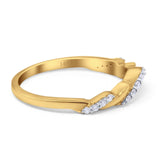 14 K Gold, 0,15 ct, rund, 2,2 mm, G SI-Diamant, stapelbar, gebogener Akzent, Ewigkeitsband, Verlobungsring, Ehering