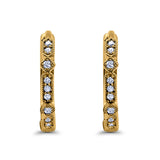 14K Gold .09ct G SI 19mm Hoop Huggie Diamond Engagement Wedding Earrings