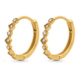 14K Gold .15ct G SI 18mm Art Deco Hoop Huggie Diamant Verlobungs-Hochzeitsohrringe