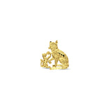 14K Yellow Gold Cats Pendant 16mmX16mm With 16 Inch To 22 Inch 1.2MM Width Flat Open Wheat Chain Necklace