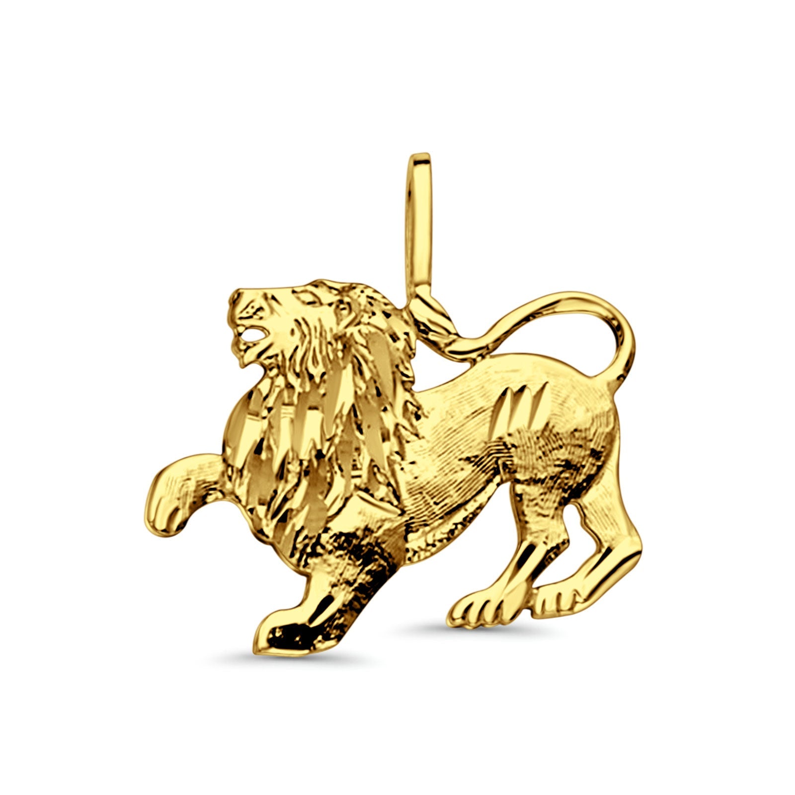 14K Yellow Gold Lion Pendant 20mmX20mm With 16 Inch To 22 Inch 1.2MM Width Classic Rolo Cable Chain Necklace