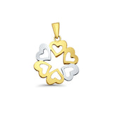 14K Two Color Gold 6 Hearts Pendant 23mmX17mm With 16 Inch To 24 Inch 0.6MM Width Box Chain Necklace