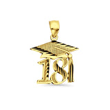 14K Yellow Gold Graduation Pendant 25mmX18mm With 16 Inch To 22 Inch 1.1MM Width Wheat Chain Necklace