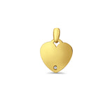 14K Yellow Gold Engravable CZ Heart Pendant 24mmX17mm With 16 Inch 1.0MM Width Box Chain Necklace