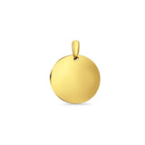 14K Yellow Gold Engravable Round Pendant 25mmX19mm With 16 Inch 1.1MM Width Wheat Chain Necklace