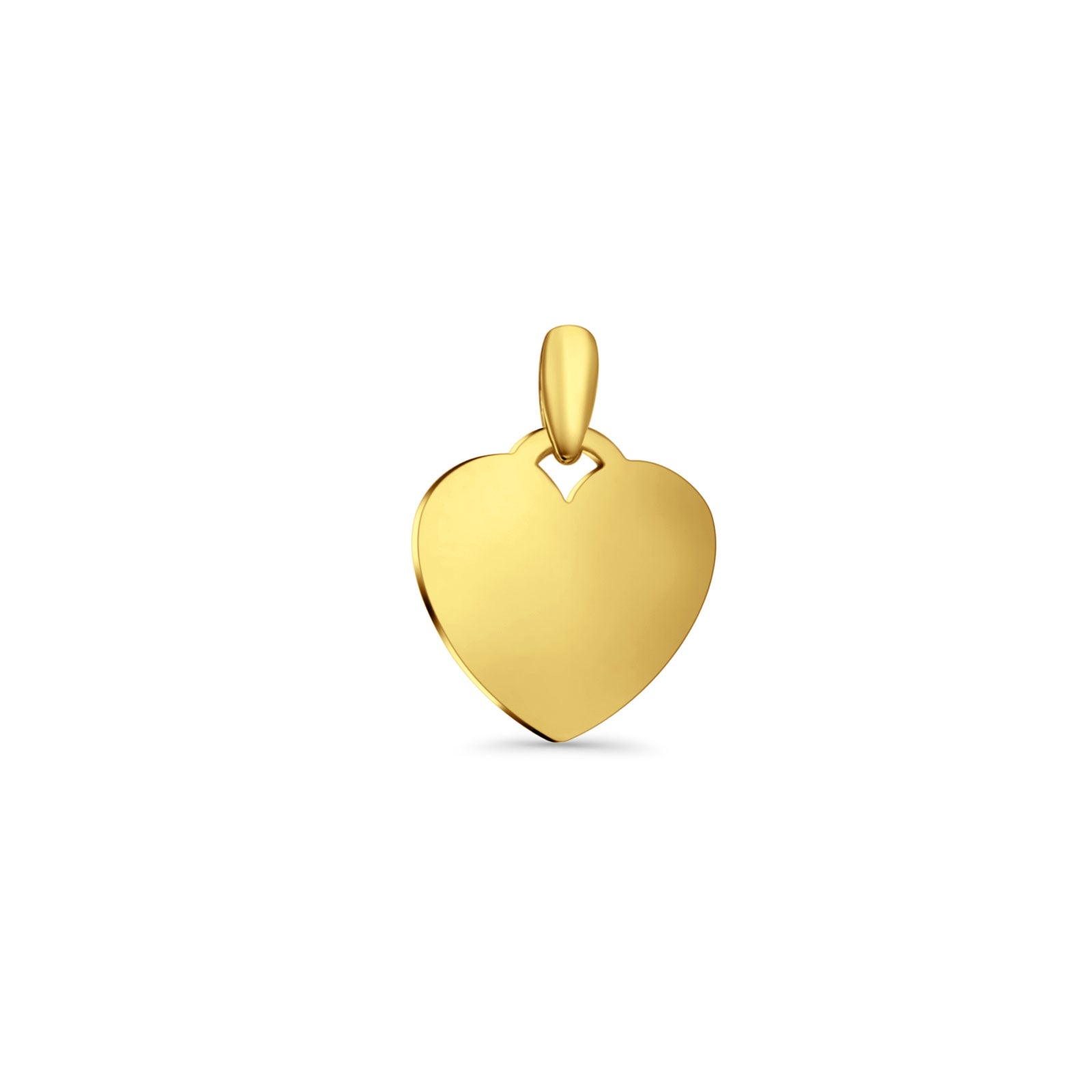 14K Yellow Gold Engravable Heart Pendant 21mmX15mm With 16 Inch To 24 Inch 1.1MM Width Wheat Chain Necklace
