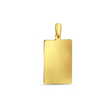 14K Yellow Gold Engravable Rectangular Pendant 30mmX14mm With 16 Inch To 24 Inch 0.6MM Width Box Chain Necklace