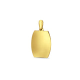 14K Yellow Gold Engravable Oval-Square Pendant 26mmX14mm With 16 Inch To 24 Inch 0.8MM Width D.C. Round Wheat Chain Necklace