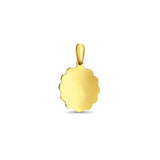 14K Yellow Gold Engravable Flower Oval Pendant 24mmX12mm With 16 Inch To 22 Inch 1.2MM Width Side DC Rolo Cable Chain Necklace