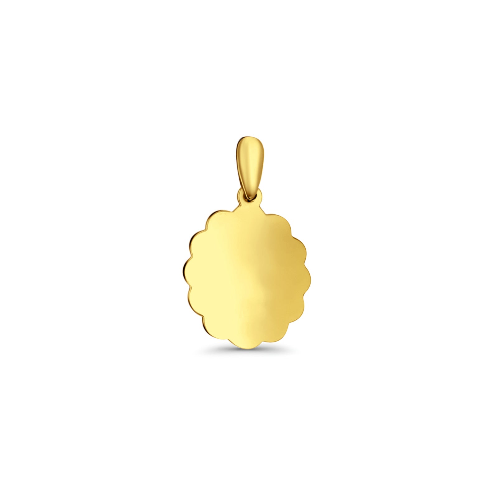 14K Yellow Gold Engravable Flower Oval Pendant 24mmX12mm With 16 Inch To 24 Inch 0.6MM Width Box Chain Necklace