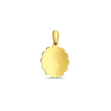 14K Yellow Gold Engravable Flower Oval Pendant 24mmX12mm With 16 Inch To 22 Inch 1.2MM Width Angle Cut Round Rolo Chain Necklace