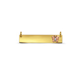 14K dreifarbiges Gold, schlichte ID für Halskette mit Schmetterlingsanhänger, 6 mm x 32 mm, mit 16 Zoll bis 22 Zoll 1,2 mm breiter, schräg geschnittener runder Rolo-Kettenhalskette