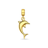 14K Yellow Gold Dolphine Charm for Mix&Match Pendant 27mmX10mm With 16 Inch To 22 Inch 0.5MM Width Box Chain Necklace