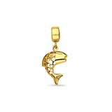 14K Yellow Gold Fish Charm for Mix&Match Pendant 24mmX10mm With 16 Inch To 24 Inch 0.8MM Width Box Chain Necklace