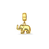 14K Yellow Gold Elephant Charm for Mix&Match Pendant 17mmX11mm With 16 Inch To 24 Inch 0.8MM Width D.C. Round Wheat Chain Necklace