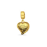 14K Yellow Gold Heart Charm for Mix&Match Pendant 20mmX10mm With 16 Inch To 22 Inch 1.2MM Width Angle Cut Round Rolo Chain Necklace