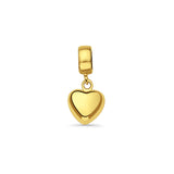 14K Yellow Gold Heart Charm for Mix&Match Pendant 17mmX8mm With 16 Inch To 24 Inch 1.1MM Width Wheat Chain Necklace