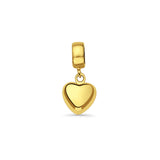 14K Yellow Gold Heart Charm for Mix&Match Pendant 17mmX8mm With 16 Inch To 24 Inch 0.9MM Width Wheat Chain Necklace