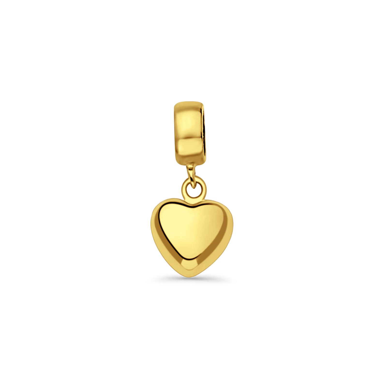 14K Yellow Gold Heart Charm for Mix&Match Pendant 17mmX8mm With 16 Inch To 22 Inch 1.2MM Width Angle Cut Round Rolo Chain Necklace
