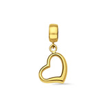 14K Yellow Gold Heart Charm for Mix&Match Pendant 21mmX10mm With 16 Inch To 24 Inch 0.8MM Width Square Wheat Chain Necklace