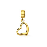 14K Yellow Gold Heart Charm for Mix&Match Pendant 21mmX10mm With 16 Inch To 24 Inch 1.0MM Width Box Chain Necklace
