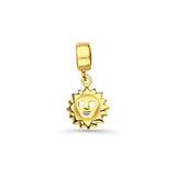 14K Yellow Gold Sun Charm for Mix&Match Pendant 19mmX9mm With 16 Inch To 24 Inch 1.0MM Width D.C. Round Wheat Chain Necklace