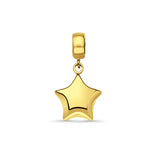 14K Yellow Gold Star Charm for Mix&Match Pendant 20mmX10mm With 16 Inch To 22 Inch 1.2MM Width Side DC Rolo Cable Chain Necklace