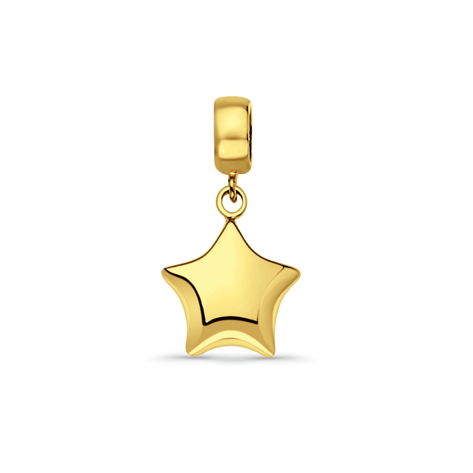 14K Yellow Gold Star Charm for Mix&Match Pendant 20mmX10mm With 16 Inch To 22 Inch 1.2MM Width Angle Cut Round Rolo Chain Necklace