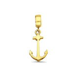 14K Yellow Gold Anchor Charm for Mix&Match Pendant 24mmX9mm With 16 Inch To 22 Inch 1.2MM Width Classic Rolo Cable Chain Necklace