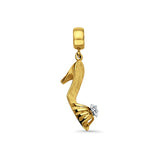 14K Yellow Gold Shoe Charm for Mix&Match Pendant 29mmX6mm With 16 Inch To 24 Inch 0.8MM Width D.C. Round Wheat Chain Necklace