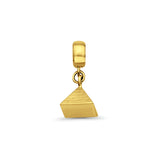 Pyramiden-Charm aus 14 Karat Gelbgold für Mix&amp;Match-Anhänger, 17 mm x 7 mm, mit 16 bis 24 Zoll breiter quadratischer Weizenkette mit einer Breite von 0,8 mm