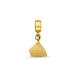 Pyramiden-Charm aus 14 Karat Gelbgold für Mix&amp;Match-Anhänger 17 mm x 7 mm mit 16 Zoll bis 22 Zoll 1,2 mm breiter, schräg geschnittener runder Rolo-Kette