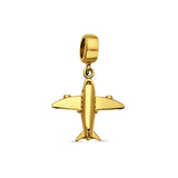14K Yellow Gold Air Plane Charm for Mix&Match Pendant 22mmX16mm With 16 Inch To 22 Inch 0.9MM Width Angle Cut Round Rolo Chain Necklace