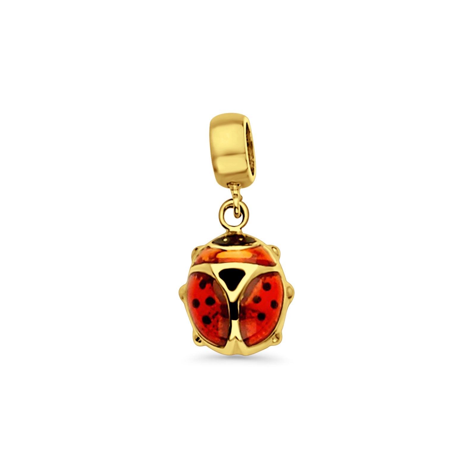 14K Yellow Gold Lady Bug Charm for Mix&Match Pendant 20mmX9mm With 16 Inch To 22 Inch 1.0MM Width Box Chain Necklace