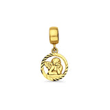 14K Yellow Gold Angel Charm for Mix&Match Pendant 19mmX10mm With 16 Inch To 24 Inch 0.9MM Width Wheat Chain Necklace