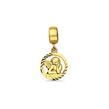 14K Yellow Gold Angel Charm for Mix&Match Pendant 19mmX10mm With 16 Inch To 22 Inch 1.0MM Width Box Chain Necklace