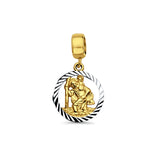 14K Yellow Gold Saint Christopher for Mix&Match Pendant 21mmX12mm With 16 Inch To 24 Inch 0.8MM Width Square Wheat Chain Necklace