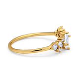 Verlobungsringe aus 14-karätigem Gold mit ovalem künstlichem Zirkonia im Art-déco-Stil