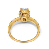 14K Gold Halo Oval Shape Fashion Engagement Ring Simulated Cubic Zirconia