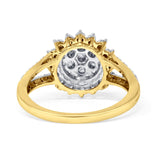 Floral Diamond Ring Split Shank 10K Gold 0.18ct