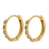Runde Huggie-Ohrringe aus 14-karätigem Gold mit künstlichem Zirkonia