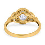 Ovaler Art-Déco-Verlobungsring aus 14 Karat Gold mit künstlichem Zirkonia