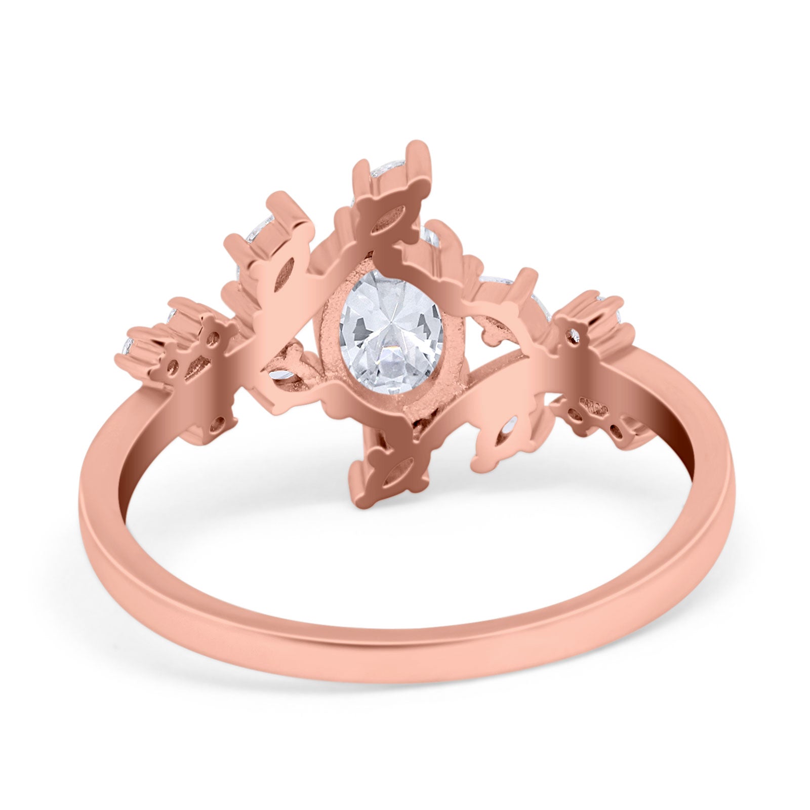 14K Gold Oval Shape Bridal Simulated Cubic Zirconia Wedding Engagement Ring