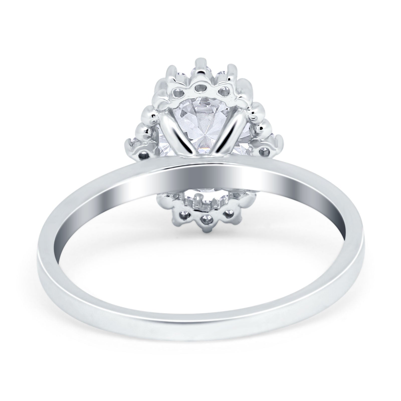 14K Gold Halo Vintage Style Oval Shape Bridal Simulated Cubic Zirconia Wedding Engagement Ring
