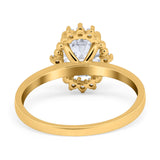 Halo-Ehering aus 14-karätigem Gold im Vintage-Stil, ovale Form, künstlicher Zirkonia, für Hochzeit und Verlobung