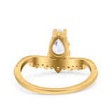 14K Gold Art Deco Solitär-Akzent Birnenform Braut-Hochzeits-Verlobungsring mit künstlichem Zirkonia